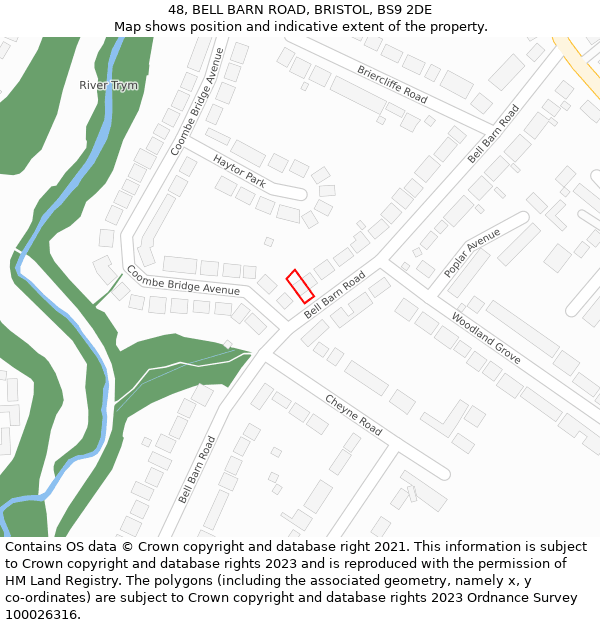 48, BELL BARN ROAD, BRISTOL, BS9 2DE: Location map and indicative extent of plot
