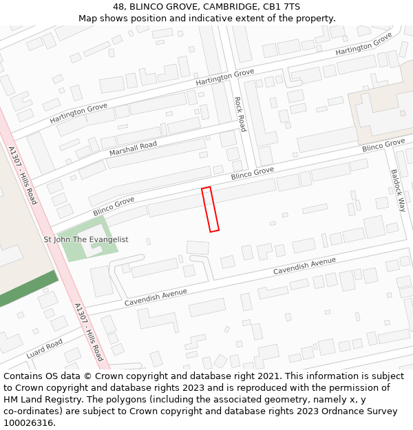 48, BLINCO GROVE, CAMBRIDGE, CB1 7TS: Location map and indicative extent of plot