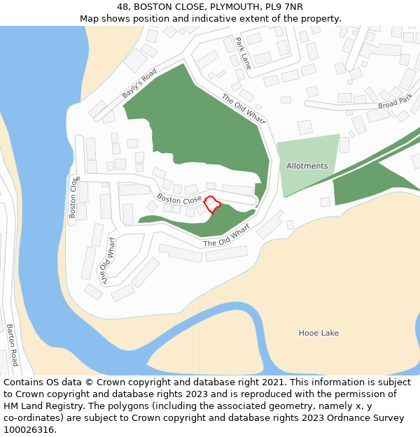 48, BOSTON CLOSE, PLYMOUTH, PL9 7NR: Location map and indicative extent of plot