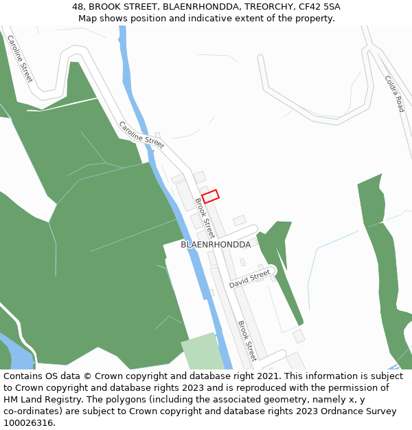 48, BROOK STREET, BLAENRHONDDA, TREORCHY, CF42 5SA: Location map and indicative extent of plot