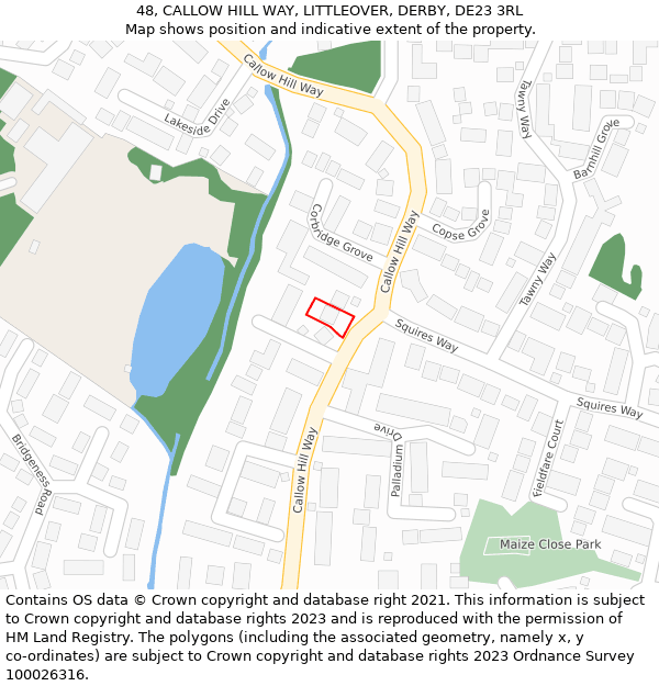 48, CALLOW HILL WAY, LITTLEOVER, DERBY, DE23 3RL: Location map and indicative extent of plot