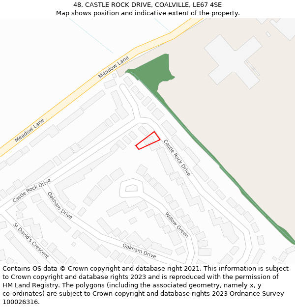 48, CASTLE ROCK DRIVE, COALVILLE, LE67 4SE: Location map and indicative extent of plot