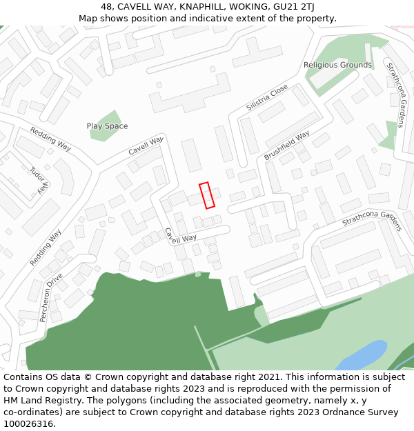 48, CAVELL WAY, KNAPHILL, WOKING, GU21 2TJ: Location map and indicative extent of plot