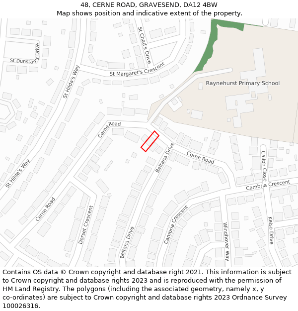 48, CERNE ROAD, GRAVESEND, DA12 4BW: Location map and indicative extent of plot