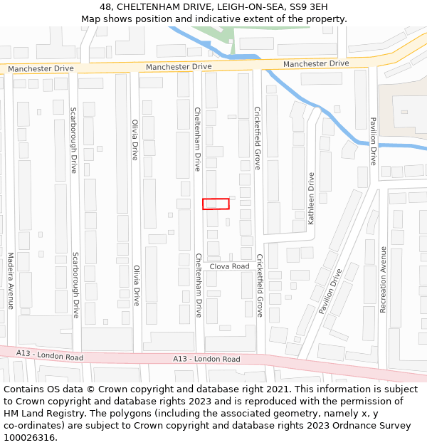 48, CHELTENHAM DRIVE, LEIGH-ON-SEA, SS9 3EH: Location map and indicative extent of plot