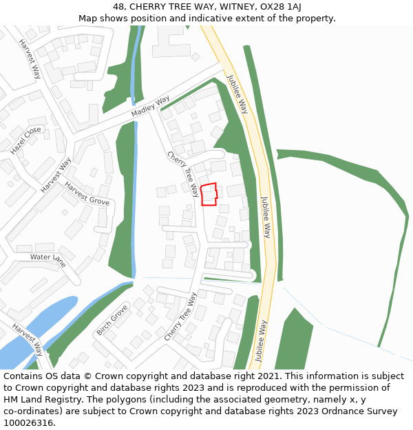 48, CHERRY TREE WAY, WITNEY, OX28 1AJ: Location map and indicative extent of plot