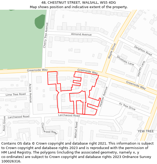 48, CHESTNUT STREET, WALSALL, WS5 4DG: Location map and indicative extent of plot