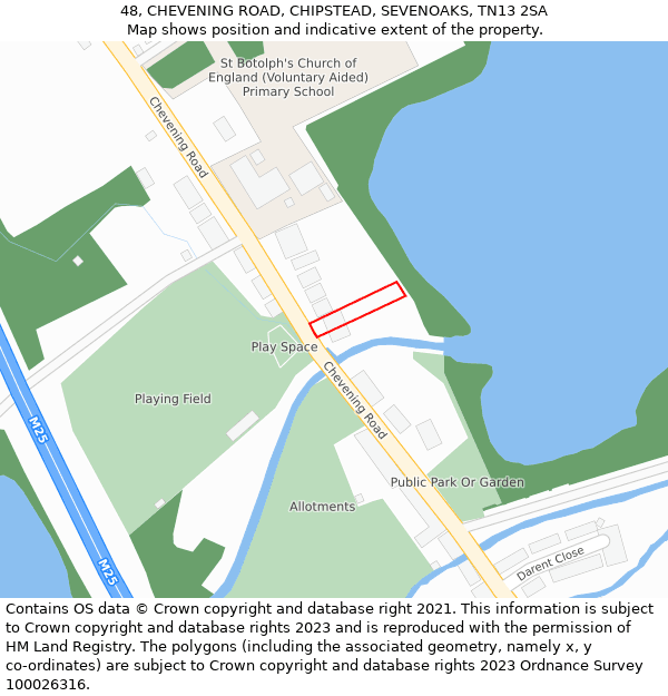 48, CHEVENING ROAD, CHIPSTEAD, SEVENOAKS, TN13 2SA: Location map and indicative extent of plot