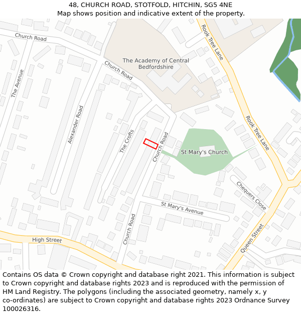 48, CHURCH ROAD, STOTFOLD, HITCHIN, SG5 4NE: Location map and indicative extent of plot