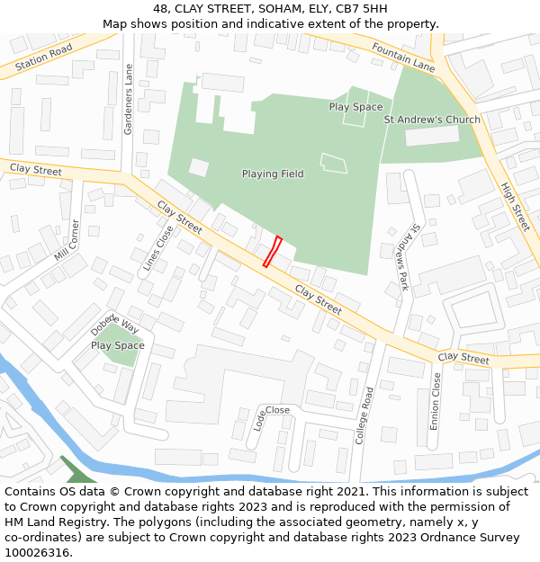 48, CLAY STREET, SOHAM, ELY, CB7 5HH: Location map and indicative extent of plot