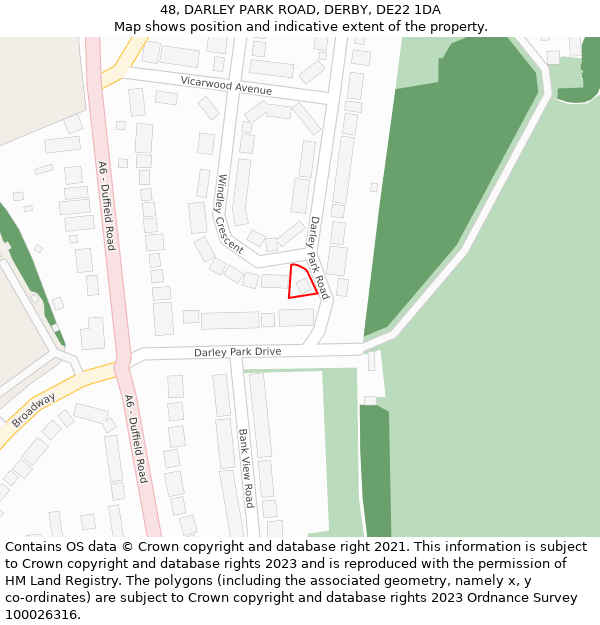 48, DARLEY PARK ROAD, DERBY, DE22 1DA: Location map and indicative extent of plot