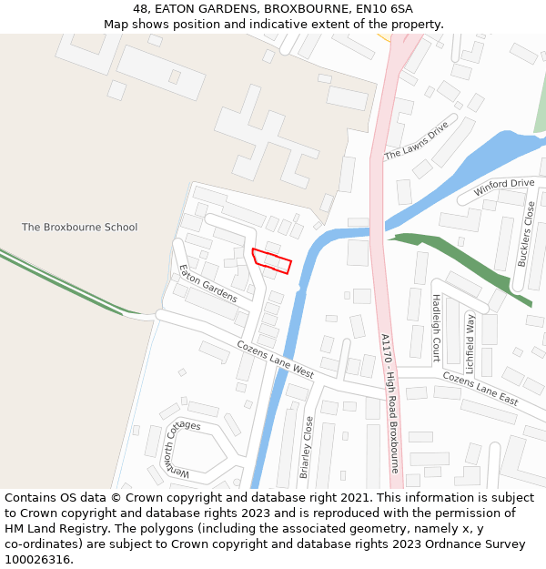 48, EATON GARDENS, BROXBOURNE, EN10 6SA: Location map and indicative extent of plot