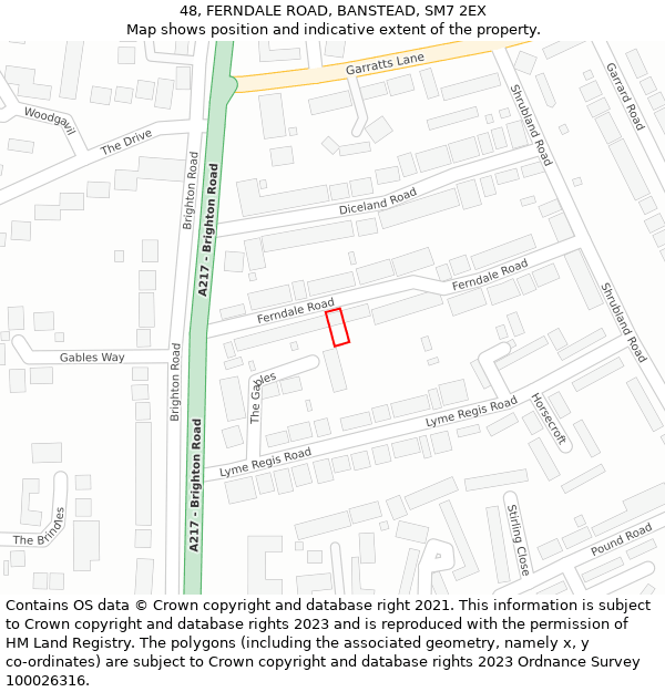 48, FERNDALE ROAD, BANSTEAD, SM7 2EX: Location map and indicative extent of plot