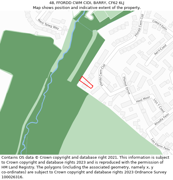 48, FFORDD CWM CIDI, BARRY, CF62 6LJ: Location map and indicative extent of plot