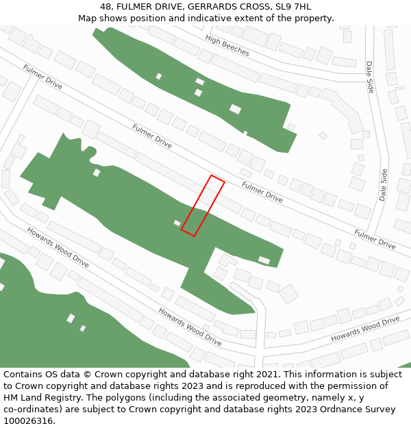 48, FULMER DRIVE, GERRARDS CROSS, SL9 7HL: Location map and indicative extent of plot