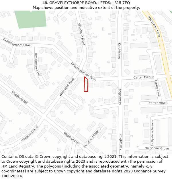 48, GRAVELEYTHORPE ROAD, LEEDS, LS15 7EQ: Location map and indicative extent of plot