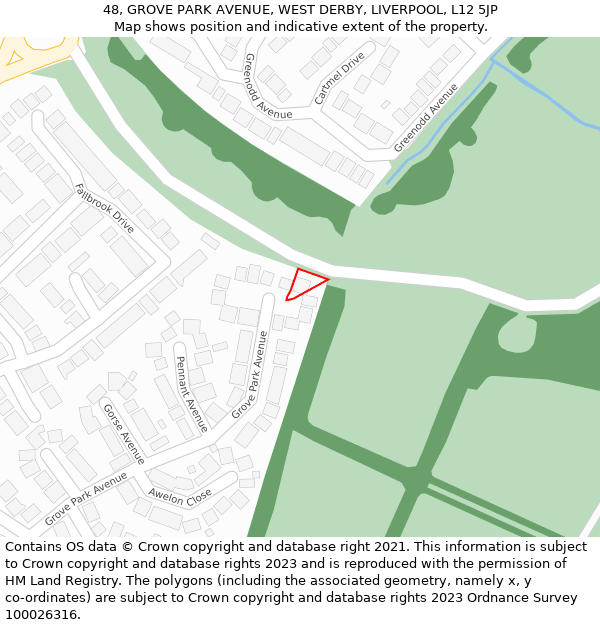 48, GROVE PARK AVENUE, WEST DERBY, LIVERPOOL, L12 5JP: Location map and indicative extent of plot