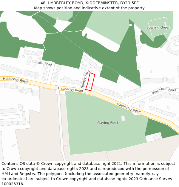 48, HABBERLEY ROAD, KIDDERMINSTER, DY11 5PE: Location map and indicative extent of plot