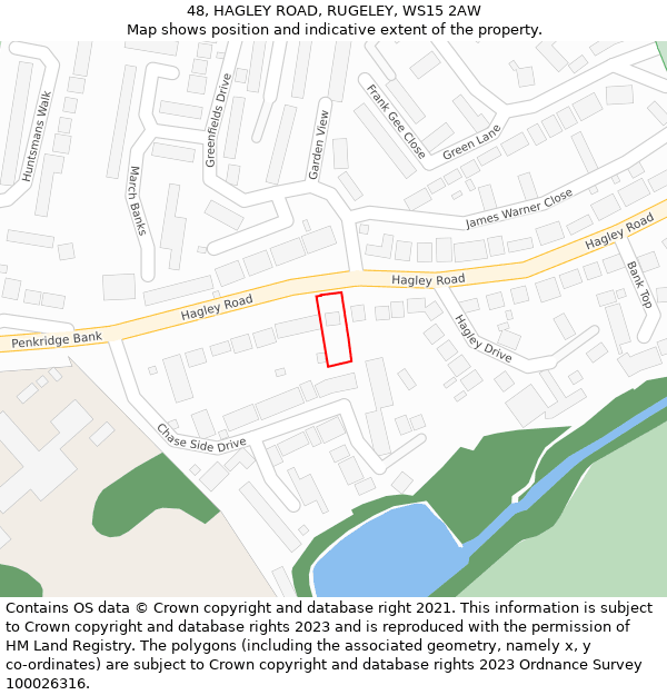 48, HAGLEY ROAD, RUGELEY, WS15 2AW: Location map and indicative extent of plot