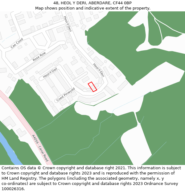 48, HEOL Y DERI, ABERDARE, CF44 0BP: Location map and indicative extent of plot