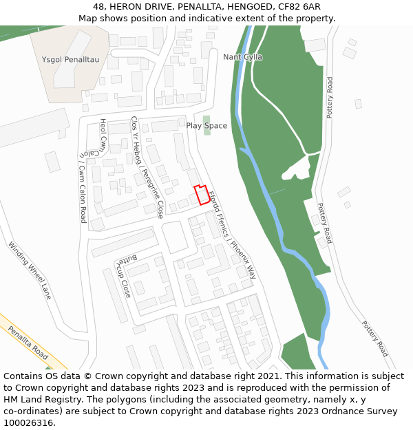 48, HERON DRIVE, PENALLTA, HENGOED, CF82 6AR: Location map and indicative extent of plot