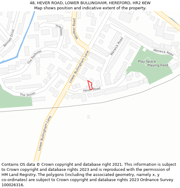 48, HEVER ROAD, LOWER BULLINGHAM, HEREFORD, HR2 6EW: Location map and indicative extent of plot