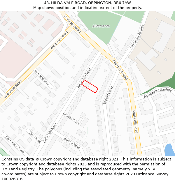 48, HILDA VALE ROAD, ORPINGTON, BR6 7AW: Location map and indicative extent of plot