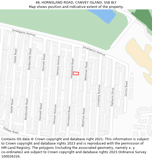 48, HORNSLAND ROAD, CANVEY ISLAND, SS8 8LY: Location map and indicative extent of plot