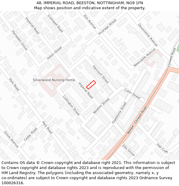 48, IMPERIAL ROAD, BEESTON, NOTTINGHAM, NG9 1FN: Location map and indicative extent of plot