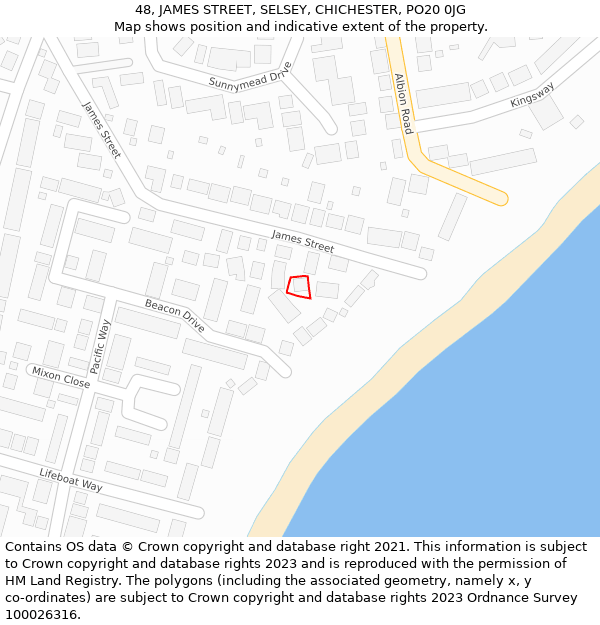 48, JAMES STREET, SELSEY, CHICHESTER, PO20 0JG: Location map and indicative extent of plot