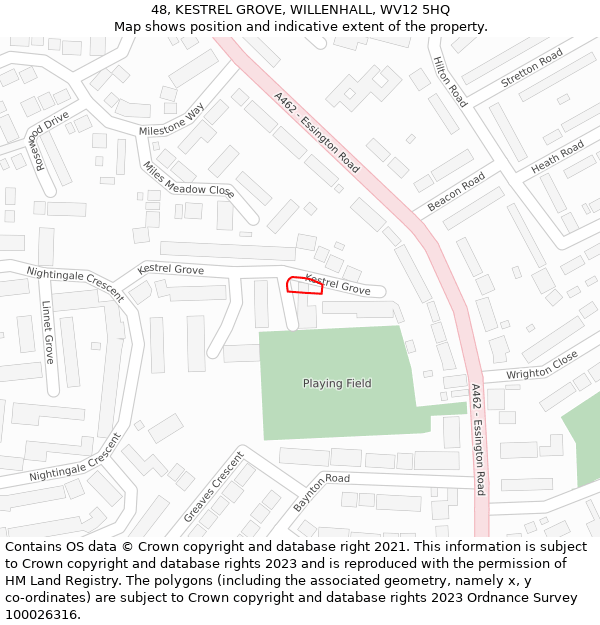 48, KESTREL GROVE, WILLENHALL, WV12 5HQ: Location map and indicative extent of plot