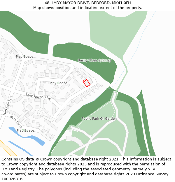 48, LADY MAYOR DRIVE, BEDFORD, MK41 0FH: Location map and indicative extent of plot