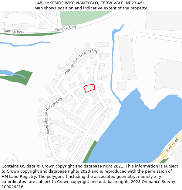 48, LAKESIDE WAY, NANTYGLO, EBBW VALE, NP23 4AL: Location map and indicative extent of plot