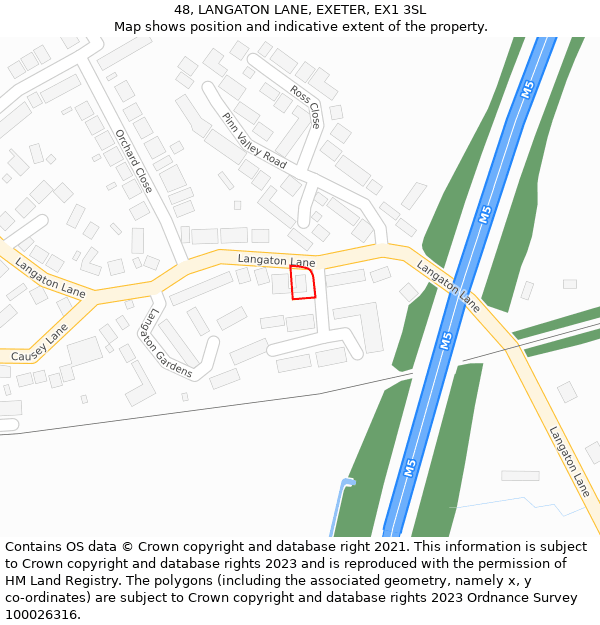 48, LANGATON LANE, EXETER, EX1 3SL: Location map and indicative extent of plot