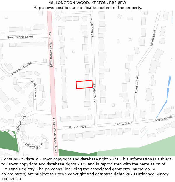 48, LONGDON WOOD, KESTON, BR2 6EW: Location map and indicative extent of plot