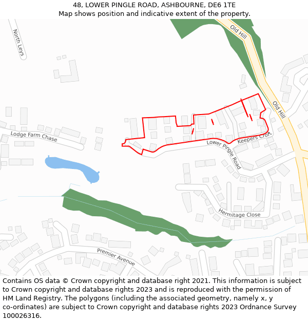 48, LOWER PINGLE ROAD, ASHBOURNE, DE6 1TE: Location map and indicative extent of plot