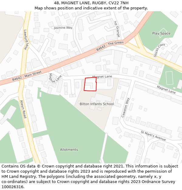 48, MAGNET LANE, RUGBY, CV22 7NH: Location map and indicative extent of plot