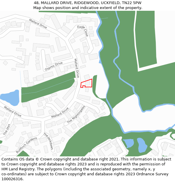 48, MALLARD DRIVE, RIDGEWOOD, UCKFIELD, TN22 5PW: Location map and indicative extent of plot