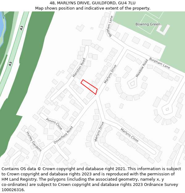 48, MARLYNS DRIVE, GUILDFORD, GU4 7LU: Location map and indicative extent of plot