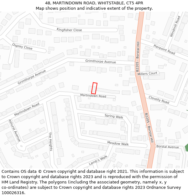 48, MARTINDOWN ROAD, WHITSTABLE, CT5 4PR: Location map and indicative extent of plot