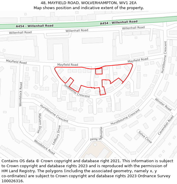 48, MAYFIELD ROAD, WOLVERHAMPTON, WV1 2EA: Location map and indicative extent of plot