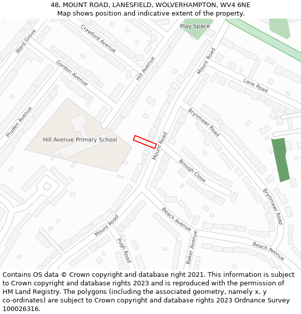 48, MOUNT ROAD, LANESFIELD, WOLVERHAMPTON, WV4 6NE: Location map and indicative extent of plot