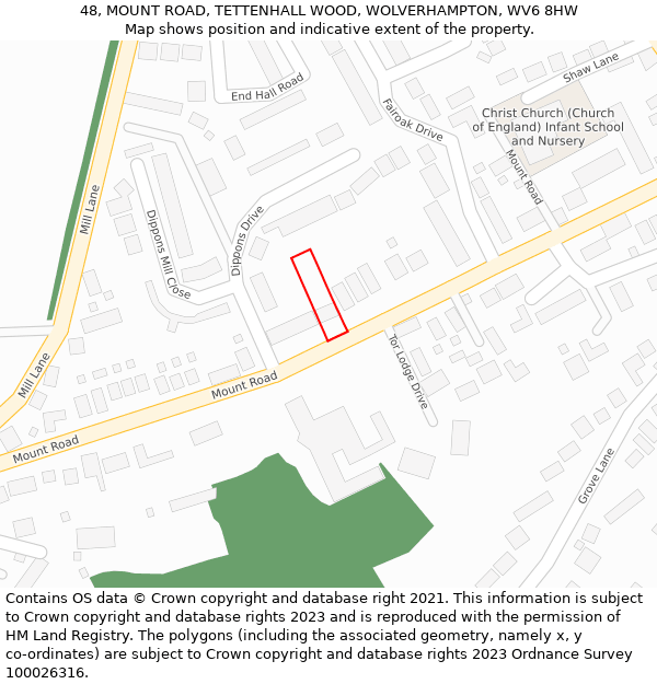 48, MOUNT ROAD, TETTENHALL WOOD, WOLVERHAMPTON, WV6 8HW: Location map and indicative extent of plot