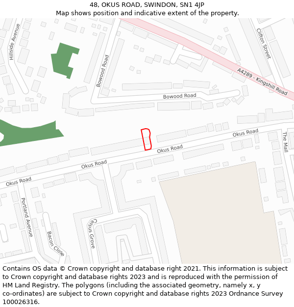 48, OKUS ROAD, SWINDON, SN1 4JP: Location map and indicative extent of plot