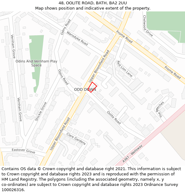 48, OOLITE ROAD, BATH, BA2 2UU: Location map and indicative extent of plot