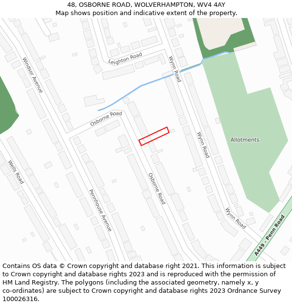 48, OSBORNE ROAD, WOLVERHAMPTON, WV4 4AY: Location map and indicative extent of plot