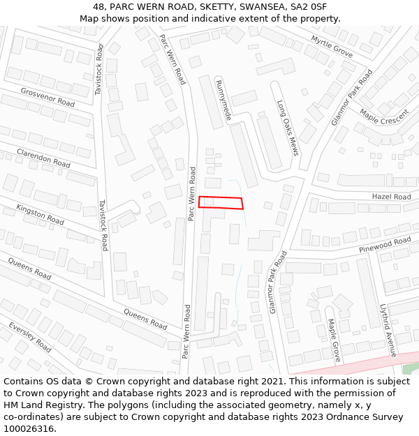 48, PARC WERN ROAD, SKETTY, SWANSEA, SA2 0SF: Location map and indicative extent of plot