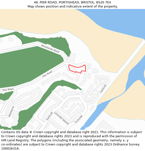 48, PIER ROAD, PORTISHEAD, BRISTOL, BS20 7EA: Location map and indicative extent of plot