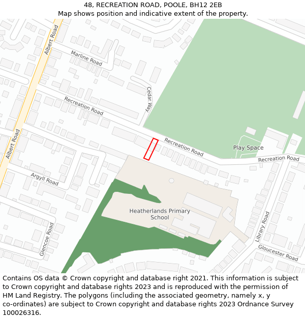 48, RECREATION ROAD, POOLE, BH12 2EB: Location map and indicative extent of plot
