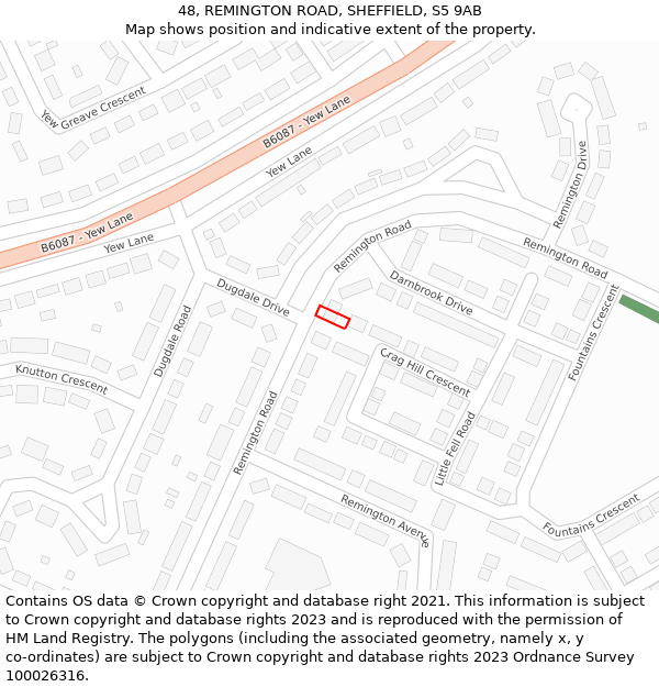 48, REMINGTON ROAD, SHEFFIELD, S5 9AB: Location map and indicative extent of plot